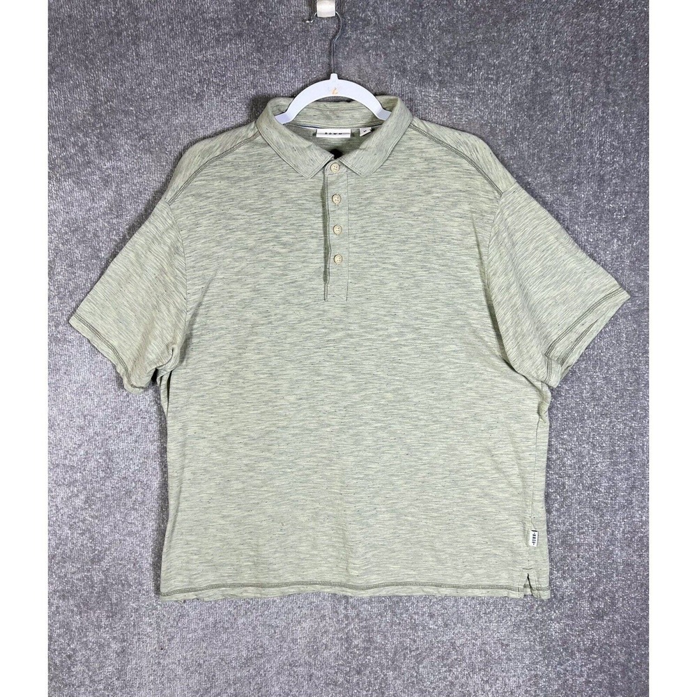 ROWM Polo Shirt Mens Size XL Green Cotton Polyester Collared Short Sleeve Preppy